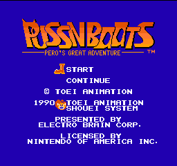 Puss n Boots - Pero's Great Adventure (USA) Title Screen